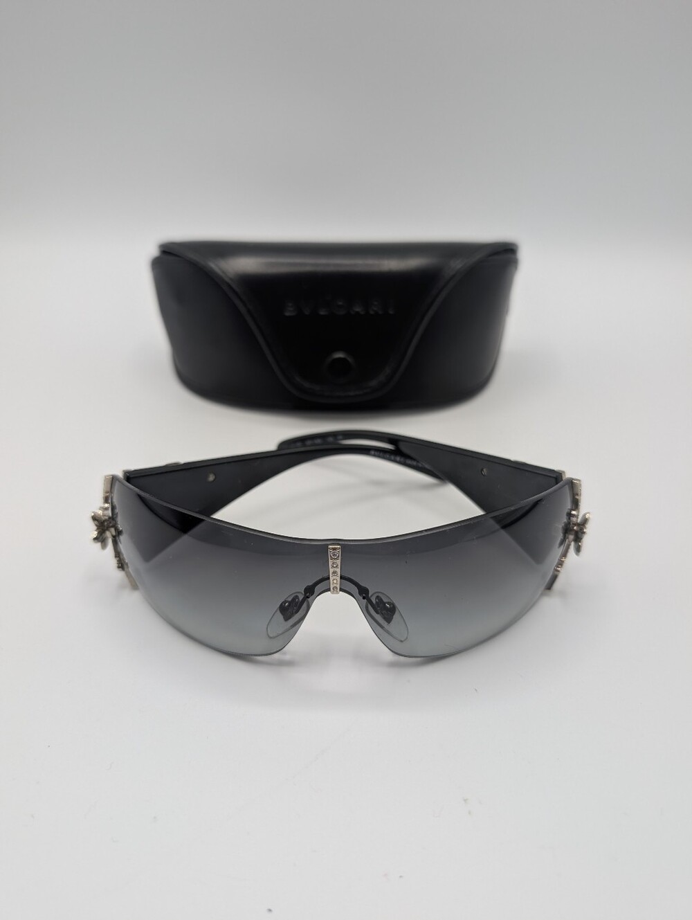 Bvlgari Limited Edition Crystal Black Shield Sunglasses